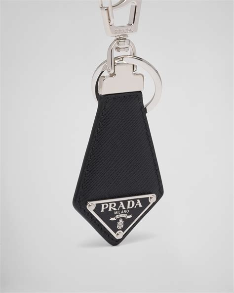 prada leather keychain.